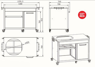 GET RED stalas kamado griliams