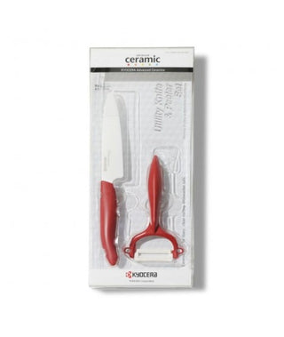 Ceramic knife and razor set Kyocera, red