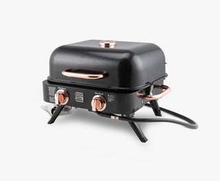 Kenmore 2 degiklių nešiojamas dujinis grilis - Black & Copper / juoda su vario akcentais