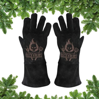 ROCK'N'RUBS heat resistant leather gloves - black, sizes M / L / XL