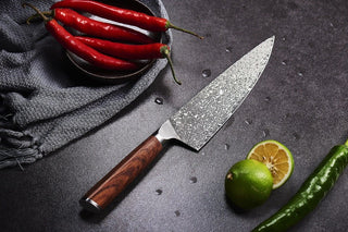 Japānas Damaskas tērauda nazis OLEIO Zayiko Jū, Chef Special Edition, brūns, 20,5 cm